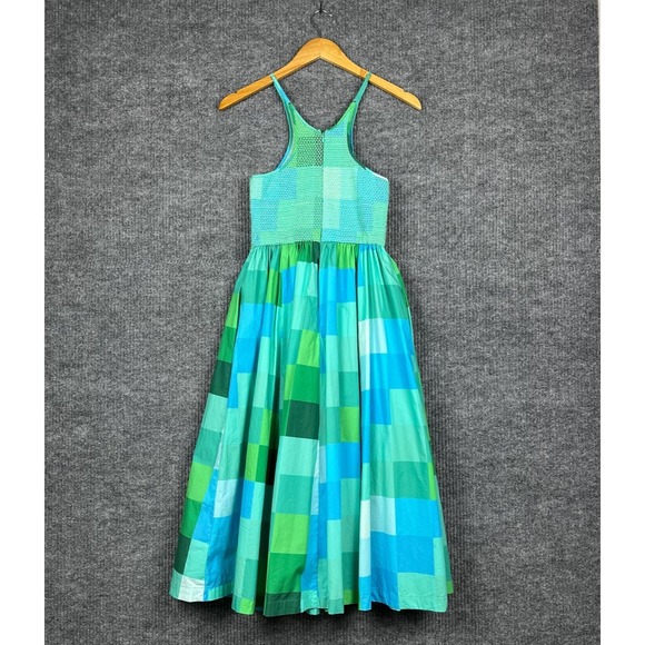 Plenty by Tracy Reese Dress Womens XS Midi Halter Smocked Check Plaid Preppy - Picture 4 of 13